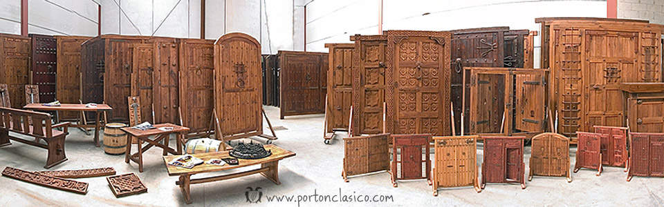 Puertas rústicas de madera de roble y forja artesanal